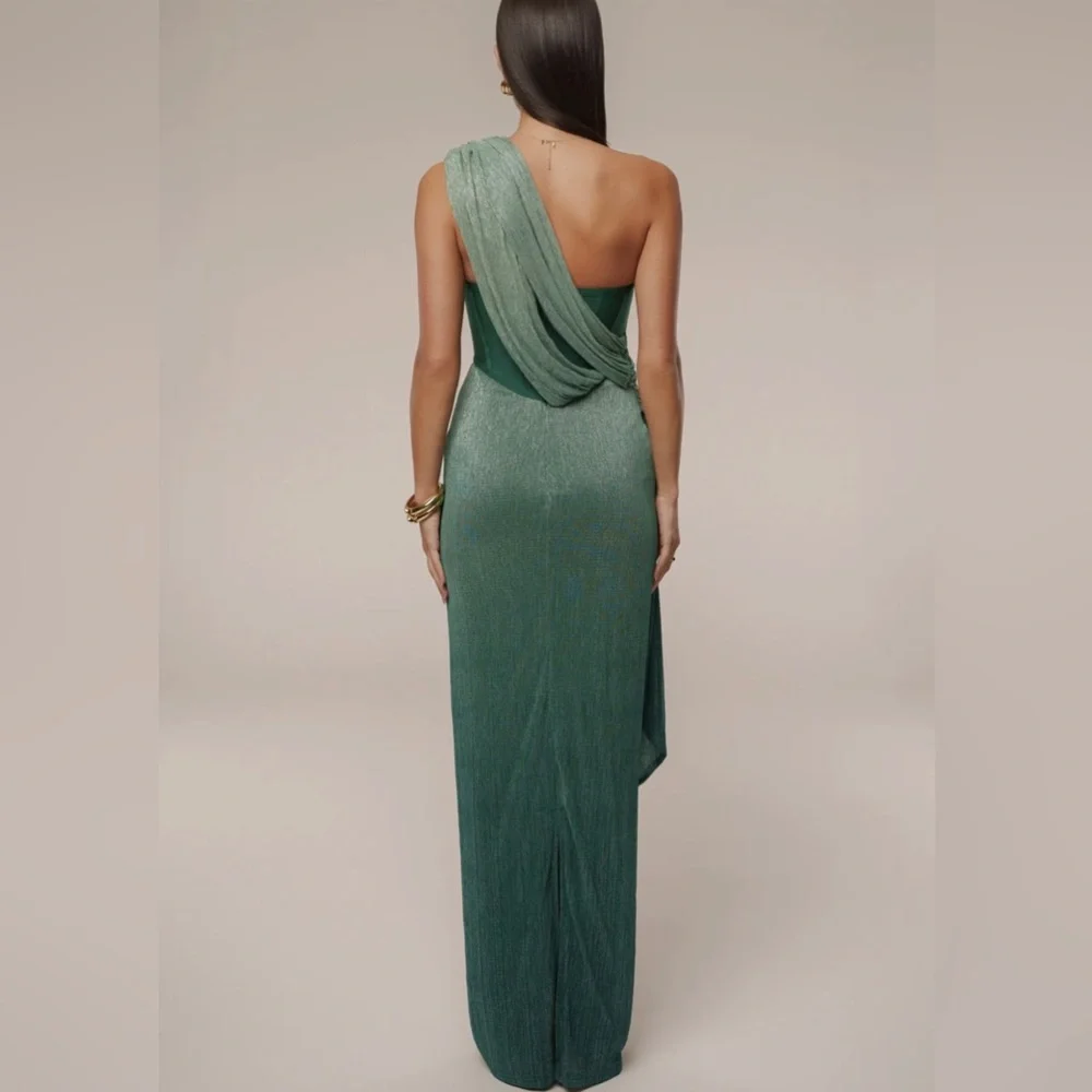 Green Celestina Draped Maxi Dress - JLUXLABEL - Picture 3 of 4
